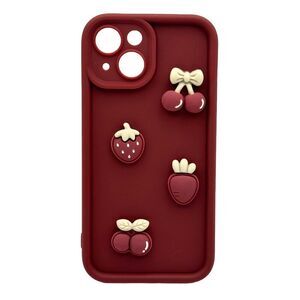 iPhone 15 Case with 3D Strawberries and Cherries